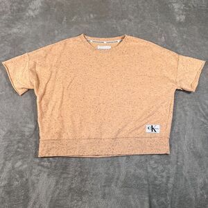 Calvin Klein Jeans Womens T-Shirt XL‎ Light Orange Melon Cropped Pullover